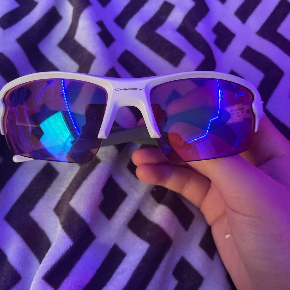 Oakley White Frame with Blue Lenses Sunglasses